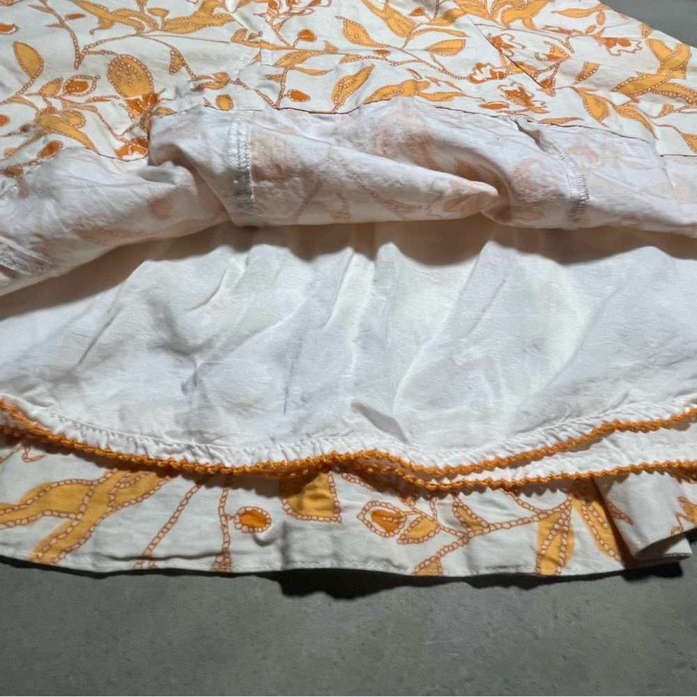 Anthropologie Maeve 100% Cotton Floral Sundress - Orange on White Print - Lined - Picture 6 of 8